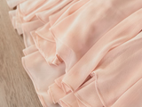 Modest a line spaghetti straps pink chiffon lace prom dress formal party dresses HZ0311