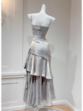 Modest Prom Dresses Mermaid Spaghetti Strap Sleeveless Satin Prom Dress Inspiration Long Prom Dresses HZ0311
