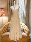 Modest a line spaghetti straps champagne chiffon prom dress formal party dresses HZ0311