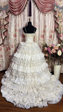 Retro Style Wedding Dresses Ball Gown Strapless Plus Size 1980s Lace Vintage Long Wedding Dress Bride Gown HZ0311