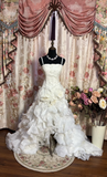 Retro High Low Spaghetti Strap 60s White Fitted Corset Bride Gown Long Wedding Dresses HZ0311
