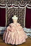 Charming Ball Gown Sweetheart Blush Pink Taffeta Long Quinceanera Dress Sweet 15 16 Dresses HZ0311