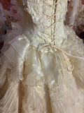 Retro Ball Gown Strapless 60s Fitted Corset Bride Gown Long Wedding Dresses HZ0311