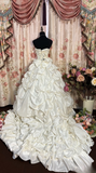 Retro Ball Gown Sweetheart 70s Fitted Corset Bride Gown Long Wedding Dresses Bride Dress HZ0311