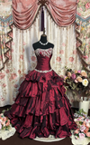 Retro Ball Gown Strapless Wine Red Burgundy Taffeta Long Prom Dresses 80s 70s Prom Gowns HZ0311