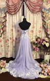 Vintage Prom Dresses 1950s Retro Classy Prom Dresses Inspo Lilac Slit Long Prom Gowns HZ0311
