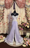 Vintage Prom Dresses 1950s Retro Classy Prom Dresses Inspo Lilac Slit Long Prom Gowns HZ0311