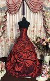 Retro Ball Gown Strapless Burgundy Taffeta With Feathers Long Prom Dresses 80s 70s Prom Gowns HZ0311