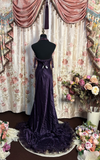 Vintage Prom Dresses 1950s Retro Classy Prom Dresses Inspo Halter Grape Long Prom Gowns HZ0311