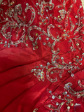 Retro Prom Dresses Mermaid Sweetheart Vintage Fashion Inspiration Red Tulle Long Prom Dresses Party Dress Prom Gowns HZ0311