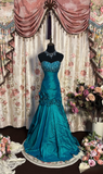 Retro Prom Dresses Mermaid Sweetheart Vintage Fashion Inspiration Teal Blue Taffeta Long Prom Dresses Party Dress Prom Gowns HZ0311