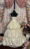 Retro Ball Gown Spaghetti Strap Ivory 70s Fitted Corset Bride Gown Long Wedding Dresses Bride Dress HZ0311