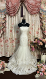 Retro Mermaid Strapless Tulle Lace 60s White Fitted Corset Long Wedding Dress Bride Gowns Wedding Dresses HZ0311