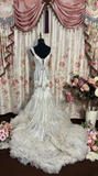 Retro Mermaid Strapless Tulle Lace Feathers 60s White Fitted Corset Wedding Dress Bride Gowns Wedding Dresses HZ0311