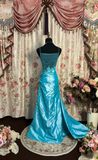 Retro Prom Dresses Mermaid Spaghetti Strap Blue Vintage Fashion Inspiration Taffeta Long Prom Dresses Party Gowns HZ0311