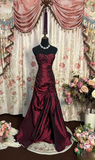 Vintage Prom Dresses 1950s Retro Classy Mermaid Sweetheart Inspo Burgundy Long Prom Gowns HZ0311