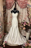 Retro Mermaid Spaghetti Strap Lace 60s White Fitted Corset Bride Gowns Wedding Dresses HZ0311