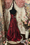 Vintage Prom Dresses 1950s Retro Classy Mermaid Sweetheart Inspo Burgundy Long Prom Gown HZ0311