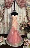 Retro Mermaid Sweetheart Pink Tulle With Lace Long Prom Dresses 80s 70s Prom Gowns HZ0311