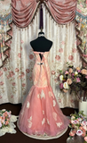 Retro Mermaid Sweetheart Pink Tulle With Lace Long Prom Dresses 80s 70s Prom Gowns HZ0311