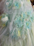 Vintage Ball Gown Spaghetti Strap Mint Green Tulle Long Quinceanera Dress Sweet 15 Gown 16 Birthday Dresses HZ0311