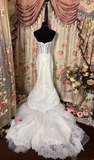 Retro Mermaid Sweetheart Lace 70s White Fitted Corset Long Wedding Dress Bride Gowns Brides Dresses HZ0311