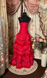 Retro Prom Dresses Ball Gown Spaghetti Strap Red Vintage Fashion Taffeta Long Prom Dresses Party Gowns HZ0311