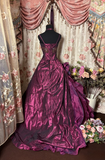 Vintage Ball Gown Spaghetti Strap Grape Taffeta Long Quinceanera Dress Sweet 15 Gown 16 Birthday Dresses HZ0311