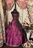 Vintage Ball Gown Spaghetti Strap Grape Taffeta Long Quinceanera Dress Sweet 15 Gown 16 Birthday Dresses HZ0311