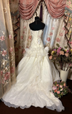 Retro Mermaid Strapless Organza 70s White Fitted Long Wedding Dress Bride Gown Brides Dresses HZ0311