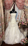 Retro Mermaid Strapless Organza 70s White Fitted Long Wedding Dress Bride Gown Brides Dresses HZ0311
