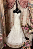 Retro Mermaid Sweetheart Neckline 60s White Fitted Corset Bride Gown Long Lace Wedding Dresses HZ0311