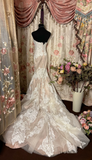 Retro Mermaid Sweetheart Champagne 1960s White Fitted Corset Bride Gown Long Lace Wedding Dresses HZ0311