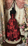 Retro Prom Dresses Ball Gown Spaghetti Strap Burgundy Vintage Taffeta Long Prom Dresses Party Gowns HZ0311