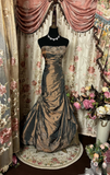 Retro Mermaid Strapless Taffeta Long Prom Dresses 80s 70s Party Prom Gowns HZ0311
