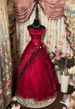 Retro Prom Dresses Ball Gown Spaghetti Strap Burgundy Vintage Long Prom Dresses Party Gowns HZ0311