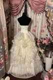 Vintage Ball Gown Strapless Taffeta Puffy Skirt Long Quinceanera Dress Sweet 15 16 Birthday Party Dresses HZ0311
