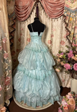 Retro Prom Dresses Ball Gown Spaghetti Strap Light Sky Blue Vintage Long Prom Dresses Party Gowns HZ0311