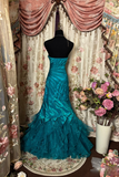 Vintage Prom Dresses 1950s Retro Classy Mermaid Sweetheart Inspo Blue Long Prom Gown HZ0311