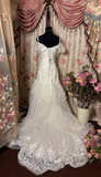 Retro Mermaid Spaghetti Strap Lace 60s White Fitted Corset Bride Gown Long Wedding Dresses HZ0311