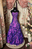 Elegant Mermaid Sweetheart Sleeveless Grape Taffeta Ruched Pleated Floor Length Prom Dresses Party Gowns HZ0311