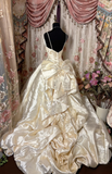 Retro Ball Gown Spaghetti Strap Ivory 70s Fitted Corset Bride Gown Long Wedding Dresses Brides Dress HZ0311