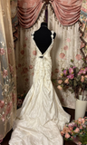 Vintage Mermaid Straps Sweetheart 1960s Taffeta Fitted Pleated Ruched Bride Dress Long Lace Appliques Classy Wedding Dresses HZ0311