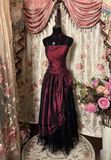 Modest A line Spaghetti Strap Burgundy Dark Red Organza Long Prom Dresses Party Birthday Evening Gowns HZ0311