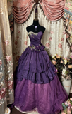 Vintage Ball Gown Sweetheart Grape With Silver Beads Prom Dress Long Quinceanera Dresses Sweet 15 16 Birthday Gown HZ0311