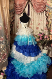 Vintage Ball Gown Strapless Sleeveless Multi Layers Chiffon Prom Dress Long Quinceanera Dresses Sweet 15 16 Birthday Gown HZ0311