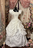 Retro Ball Gown Square Neck Satin Ivory 70s Fitted Corset Bride Gown Long Wedding Dresses Brides Dress HZ0311