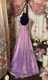 Modest A line Strap Lilac Sleeveless Chiffon Long Prom Dresses Formal Evening Gowns HZ0311