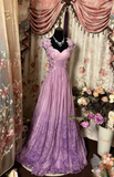 Modest A line Strap Lilac Sleeveless Chiffon Long Prom Dresses Formal Evening Gowns HZ0311