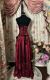 Vintage High Low Sleeveless Burgundy Taffeta Long Prom Dresses Formal Evening Gowns HZ0311